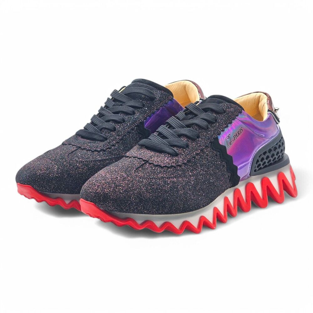 Christian Louboutin Loubishark Glitter Iridescent Sneakers EU 45 US 12 NWOB
